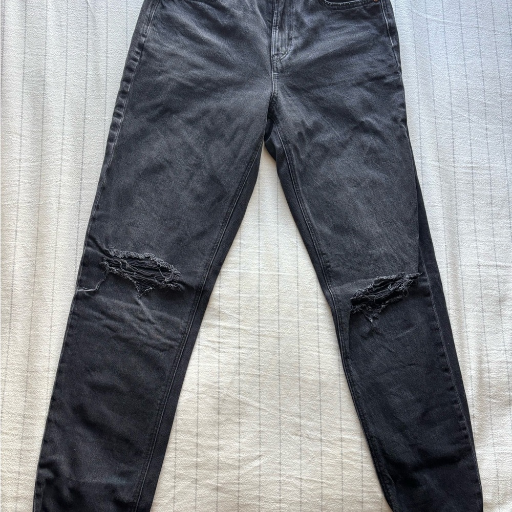 American Eagle Outfitters Washed Black Ripped Skinny Jeans